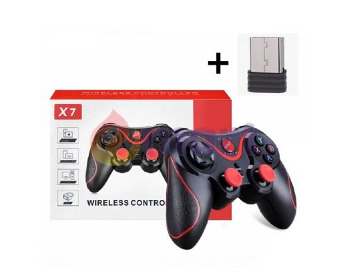 Беспроводной геймпад-джойстик GenGame X7 Bluetooth для ПК(С usb-передатчиком) Black Беспроводной геймпад-джойстик GenGame X7 Bluetooth для ПК(С usb-передатчиком) Black