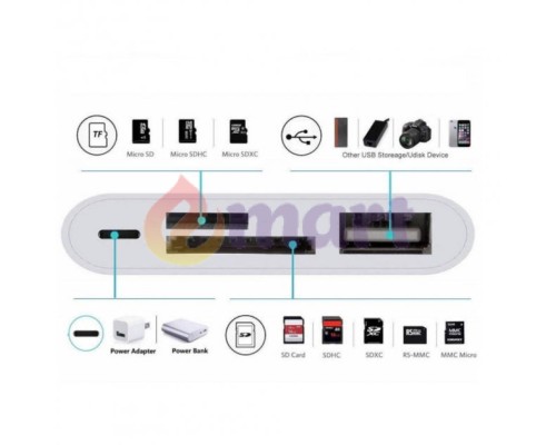 Перехідник для iPhone на USB и SD/TF Card Reade PAVLYSH (PA-42) Перехідник для iPhone на USB и SD/TF Card Reade PAVLYSH (PA-42)