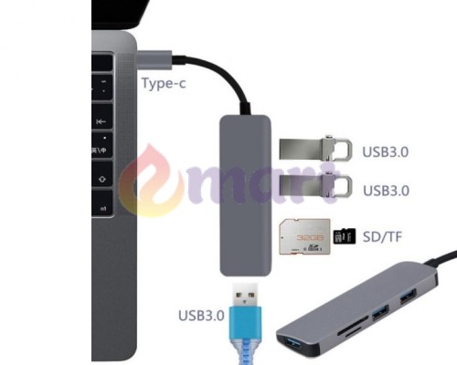 USB хаб на 3 USB 3.0 SD TF Card Reader перехідник для MacBook PAVLYSH P-2 