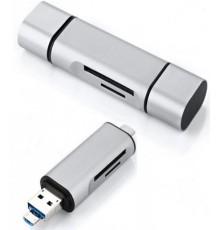 Перехідник Card Reader SD/MicroSD флешка на USB Type-C и USB 2.0 адаптер USB на Micro USB для картридер PAVLYSH (PA-46)