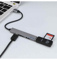 USB хаб 3.0 для MacBook USB HUB to 4-Port USB-A 2.0 перехідник для ноутбука USB-C - Hub Aluminium PAVLYSH (PH-55)