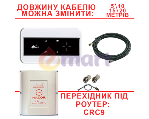 Комплект 4G модем с Wi-Fi Tianjie MF904-3 с антенной Razor 15Дб