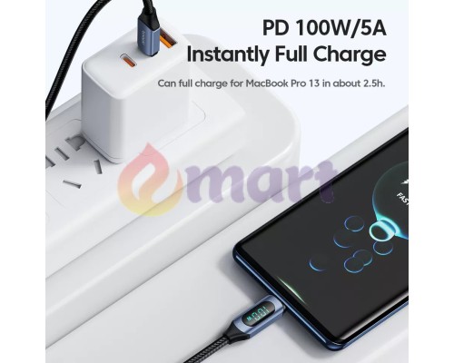 Кабель Toocki Type-C PD 100w Fast Charge (з дисплеєм) Black, 1 метр Кабель Toocki Type-C PD 100w Fast Charge (з дисплеєм) Black, 1 метр