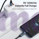Кабель Toocki Type-C PD 100w Fast Charge (з дисплеєм) Black, 1 метр