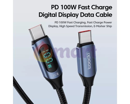Кабель Toocki Type-C PD 100w Fast Charge (з дисплеєм) Black, 1 метр Кабель Toocki Type-C PD 100w Fast Charge (з дисплеєм) Black, 1 метр