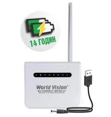 4G WiFi роутер з подвійним акумулятором та вбудованим модемом Підтримкою MIMO World Vision 4G CONNECT MICRO 2+ | Київстар, Life, Водафон + перехідник для Повербанку у подарунок!