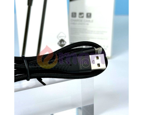 Кабель для заряджання IPhone WUW X177 Lightning to USB Black міцний кабель для IPhone 1м