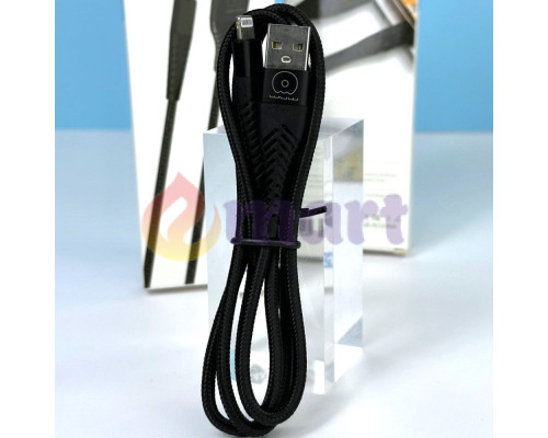 Кабель для заряджання IPhone WUW X177 Lightning to USB Black міцний кабель для IPhone 1м