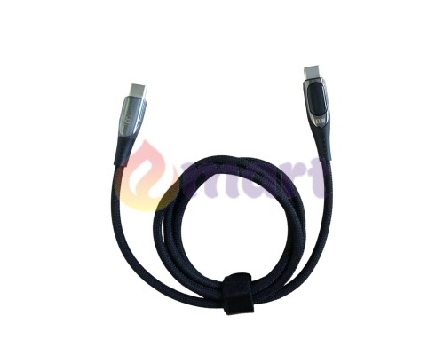 Кабель для швидкого заряджання Toocki Type-C Power Delivery Fast Charge PD, QC3.0 100w з дисплеєм Black, 1 метр