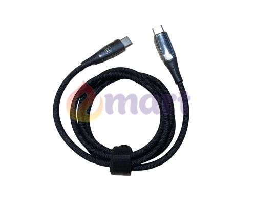 Кабель для швидкого заряджання Toocki Type-C Power Delivery Fast Charge PD, QC3.0 100w з дисплеєм Black, 1 метр