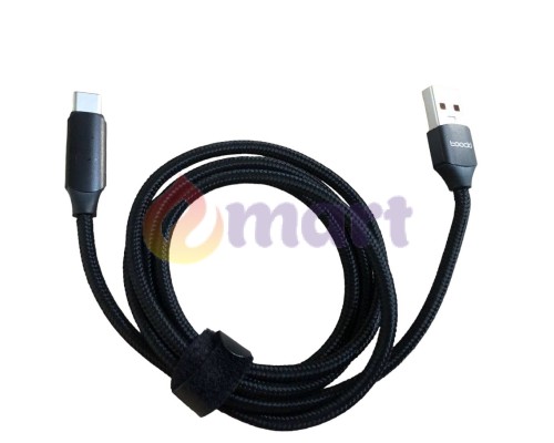 Кабель для швидкого заряджання Toocki Type-C to USB 6A з дисплеєм Black, 1метр