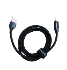 Кабель для швидкого заряджання Toocki Type-C to USB 6A з дисплеєм Black, 1метр
