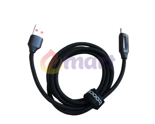 Кабель для швидкого заряджання Toocki Type-C to USB 6A з дисплеєм Black, 1метр