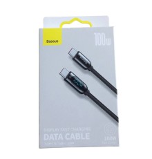 Кабель для швидкого заряджання Baseus Type-C to Type-C 100w з дисплеєм Black, 1метр