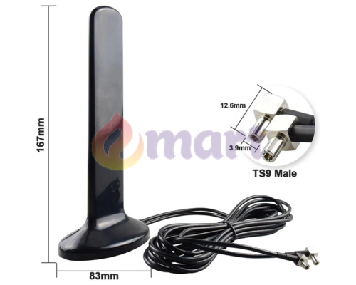 Антенна MIMO 12 dBi (TS9, 600–6000 МГц) на магните для 3G/4G/5G модемов и роутеров