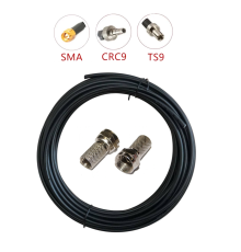 Коаксіальний кабель RG-58 50 Ом - 5 метрів + 2 роз'єми F-type + антенний адаптер на вибір (SMA/TS-9/CRC-9)(Моножила, CCA)