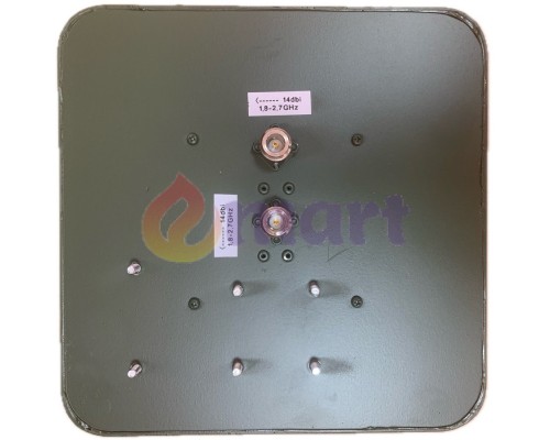 Патч антенна 1.8-2.7 ГГц vertical + horizontal поляризация 14 Дб N (female) 100W