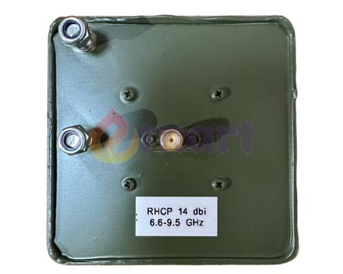 Антенна патч 6.6 - 9.5 ГГц 14 dBi RHCP круговая поляризация SMA 50W
