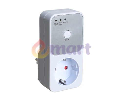 Захисне реле напруги в розетку Voltage Protector 3,6 кВт, 170В~260В IP65, 5~6 хвилин, біле Захисне реле напруги в розетку Voltage Protector 3,6 кВт, 170В~260В IP65, 5~6 хвилин, біле