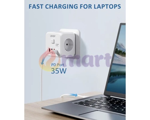 Зарядний пристрій для телефону Lencent трійник на 3 розетки з трьома USB і Type C 35 Вт розгалужувач мережі Зарядний пристрій для телефону Lencent трійник на 3 розетки з трьома USB і Type C 35 Вт розгалужувач мережі