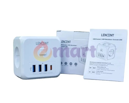 Сітковий Фільтр Трійник 7в1 LENCENT із швидкою зарядкою 3 розетки/3 USB/1TYPE-C Сітковий Фільтр Трійник 7в1 LENCENT із швидкою зарядкою 3 розетки/3 USB/1TYPE-C