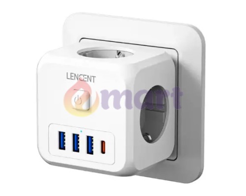 Сітковий Фільтр Трійник 7в1 LENCENT із швидкою зарядкою 3 розетки/3 USB/1TYPE-C Сітковий Фільтр Трійник 7в1 LENCENT із швидкою зарядкою 3 розетки/3 USB/1TYPE-C